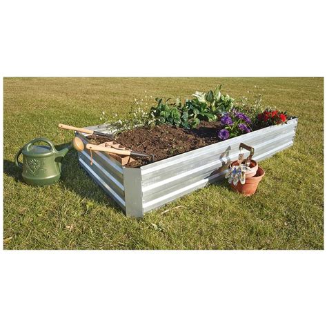 castlecreek large galvanized steel raised outdoor garden bed planter box|galvanized raised bed planter box.